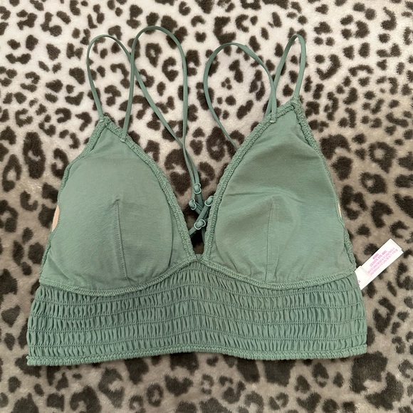 PINK Victoria's Secret Smocked Bralette in Green Size Medium Women’s - Picture 9 of 17